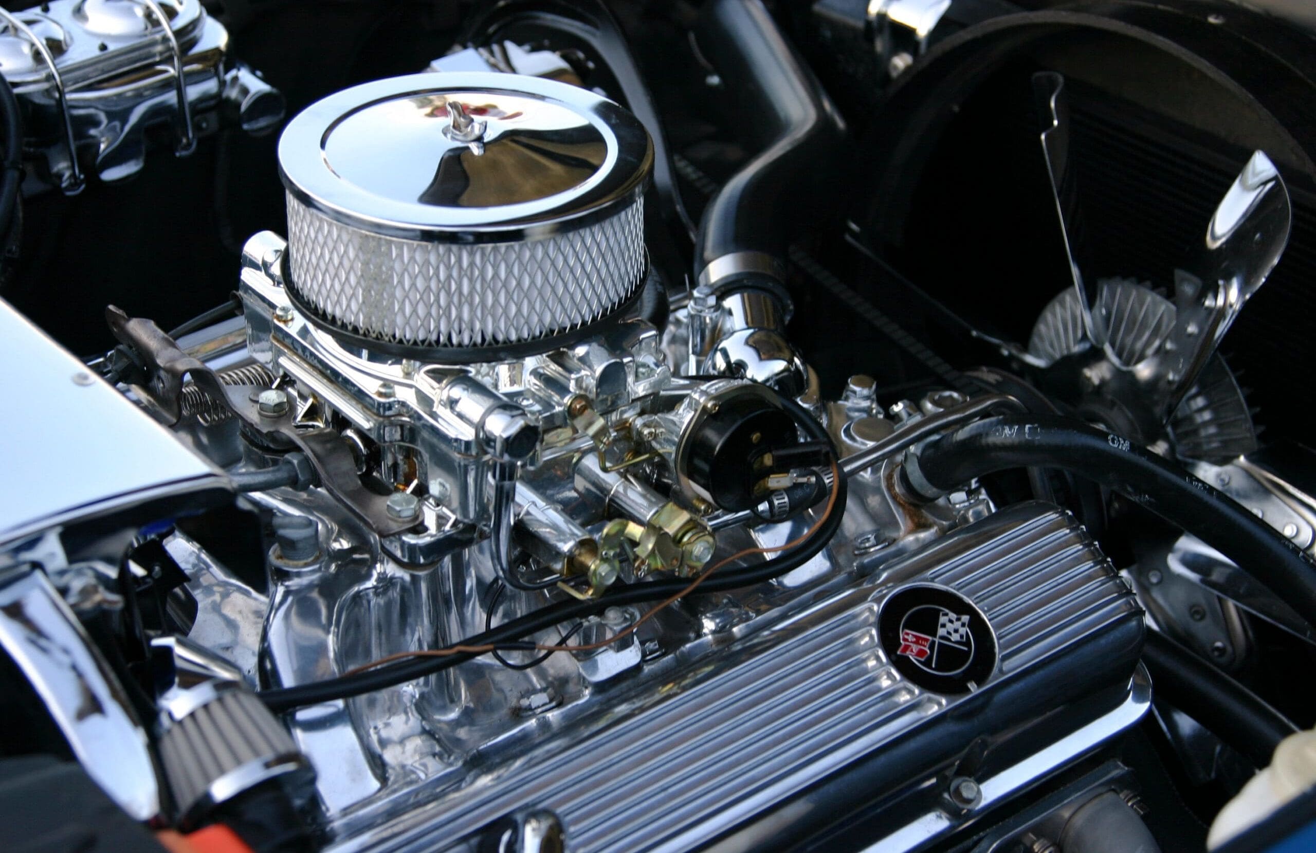 Large block engine with chrome plated parts