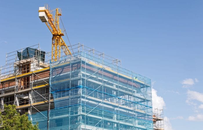 Modern office building under construction