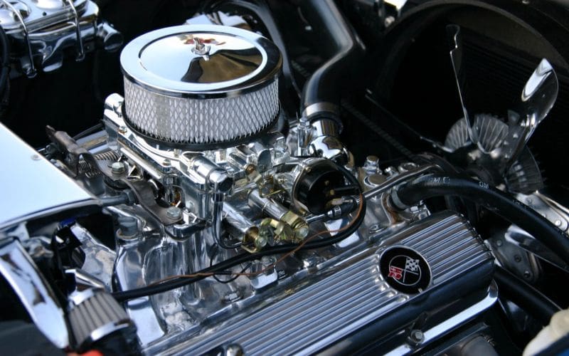 Large block engine with chrome plated parts