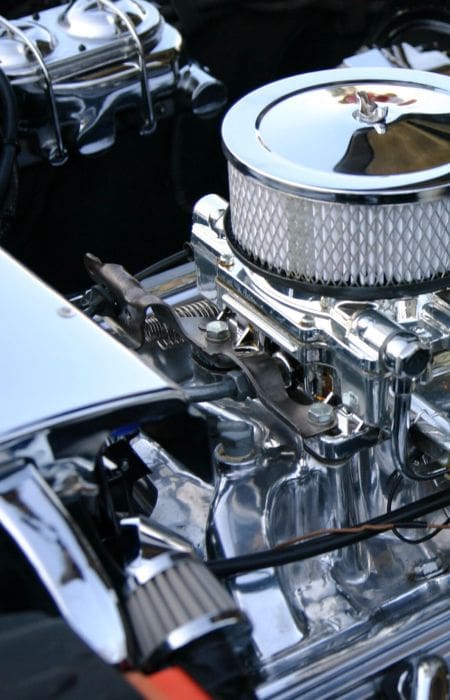 Large block engine with chrome plated parts